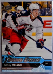 2016-17 Upper Deck Series One Young Guns #228 Sonny Milano Blue Jackets